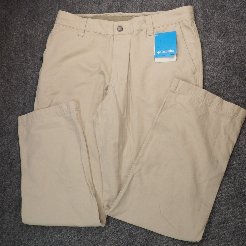 Columbia ROC II Pant Mens 36x30 Fossil Tan Beige Solid Outdoor Hiking AM8066-160